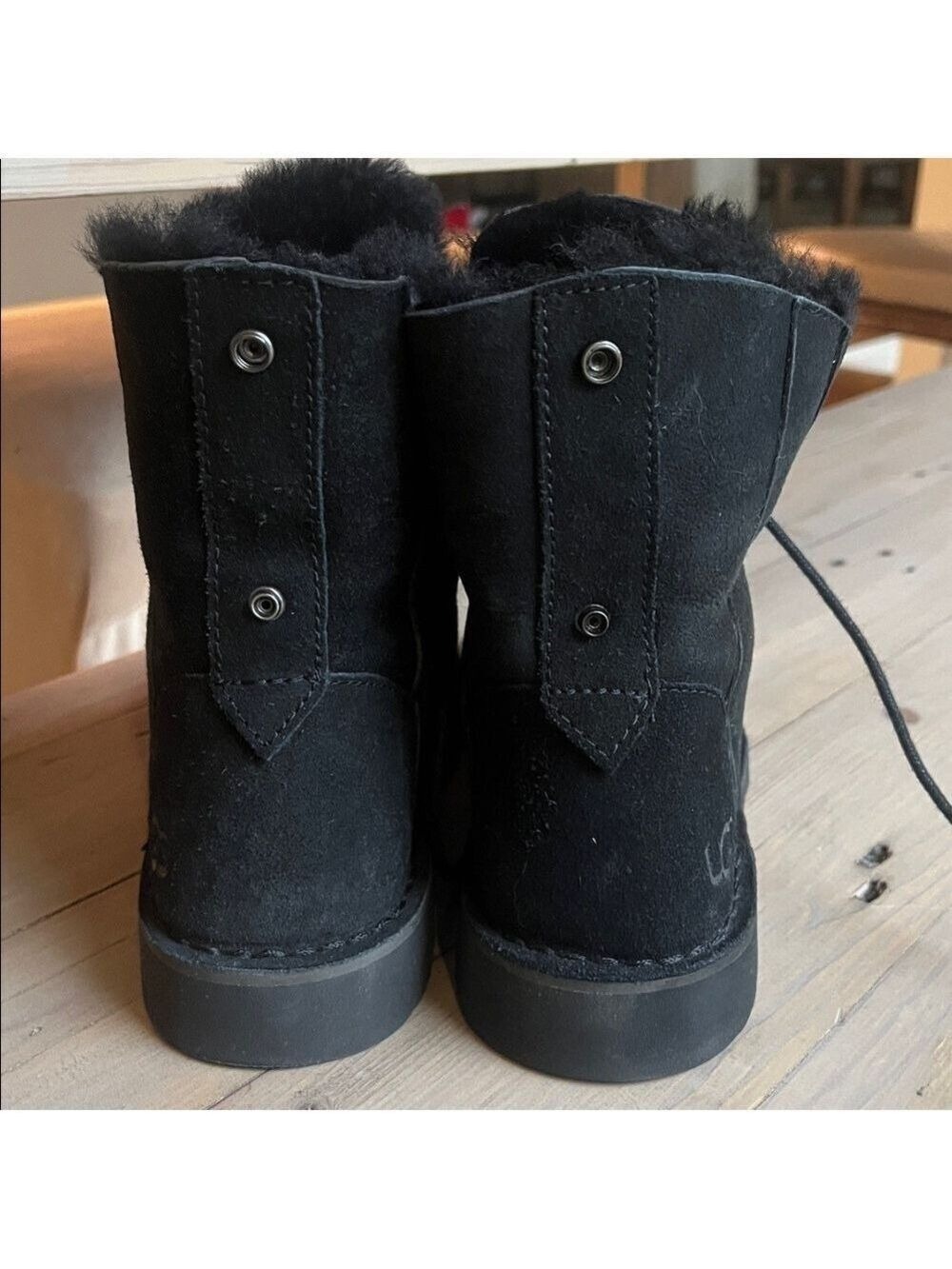 UGG Quincy Black Suede Boots Size US 6 - Picture 7 of 9